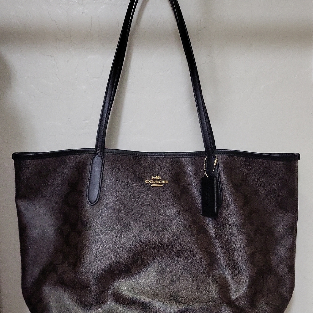 Coach Dark Brown Signature Tote